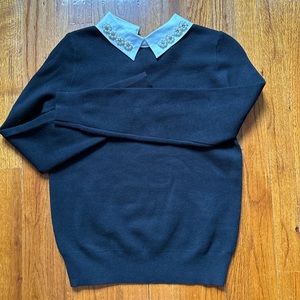 Black sweater with gorgeous neckline detail!